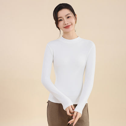 25 years early autumn new cotton thread semi-turtleneck knitted sweater long sleeve women's solid color slim slimming pullover base shirt top