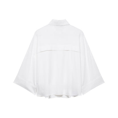 Foreign trade wholesale spring new European and American style loose blend wide-sleeve shirt 2475709