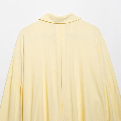 Cross-border wholesale of new women's linen-blend wide-sleeve casual shirts 2340712
