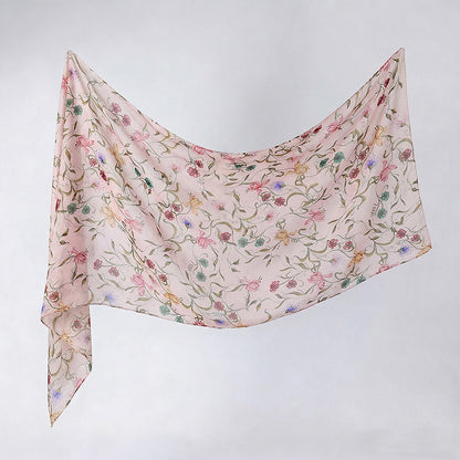 Cross-border silk scarf long strip scarf for women, watercolor breathable sun-protection shawl, summer thin Malaysian headscarf