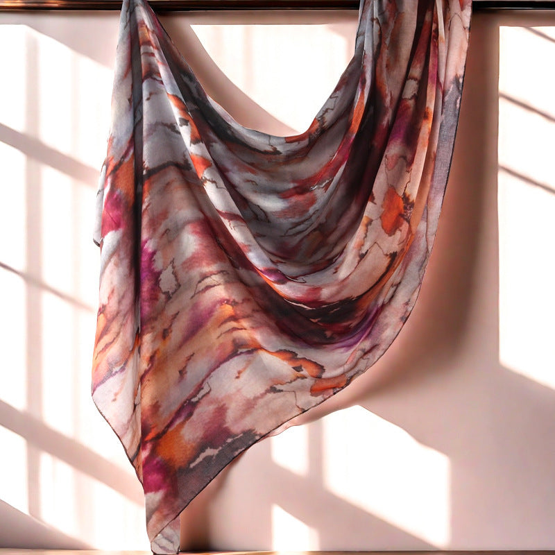 Cross-border hot selling watercolor painting series modal cotton shawl satin print scarf ethnic headscarf women's scarf