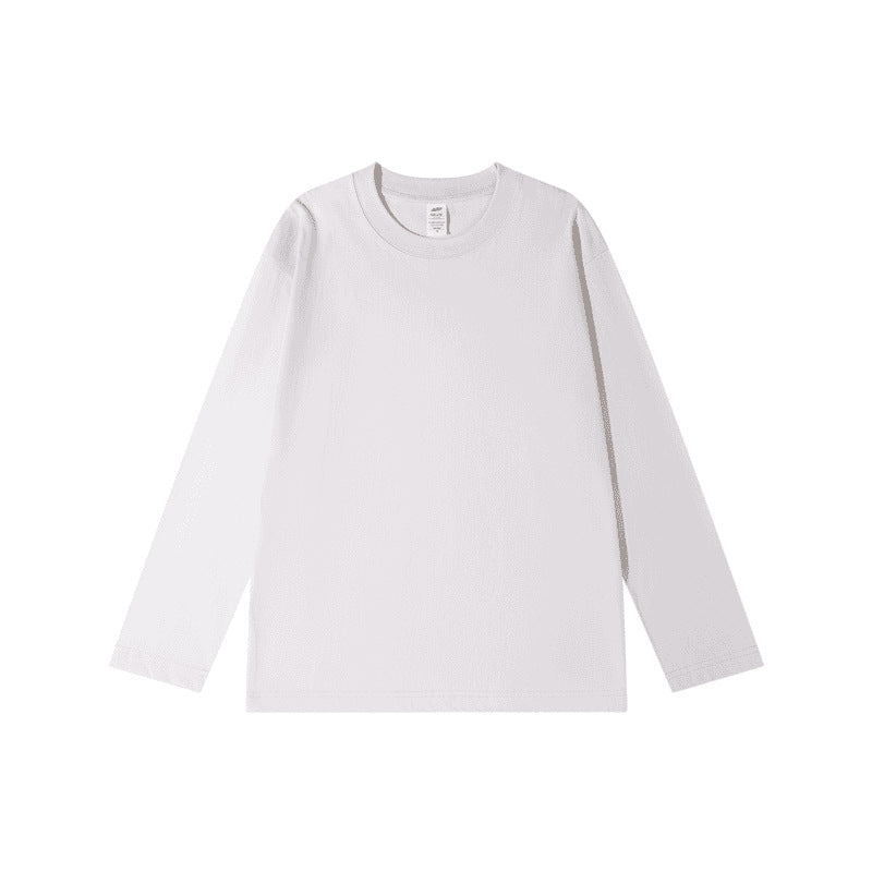 300g cotton long sleeve heavy crew neck solid color T-shirt women's loose versatile base shirt couple men's and women's style