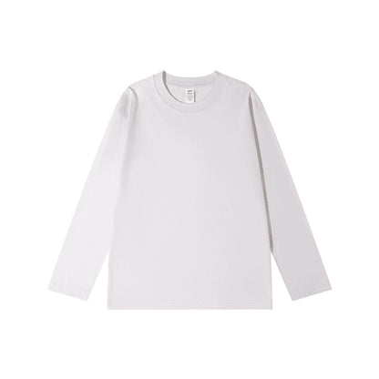 300g cotton long sleeve heavy crew neck solid color T-shirt women's loose versatile base shirt couple men's and women's style