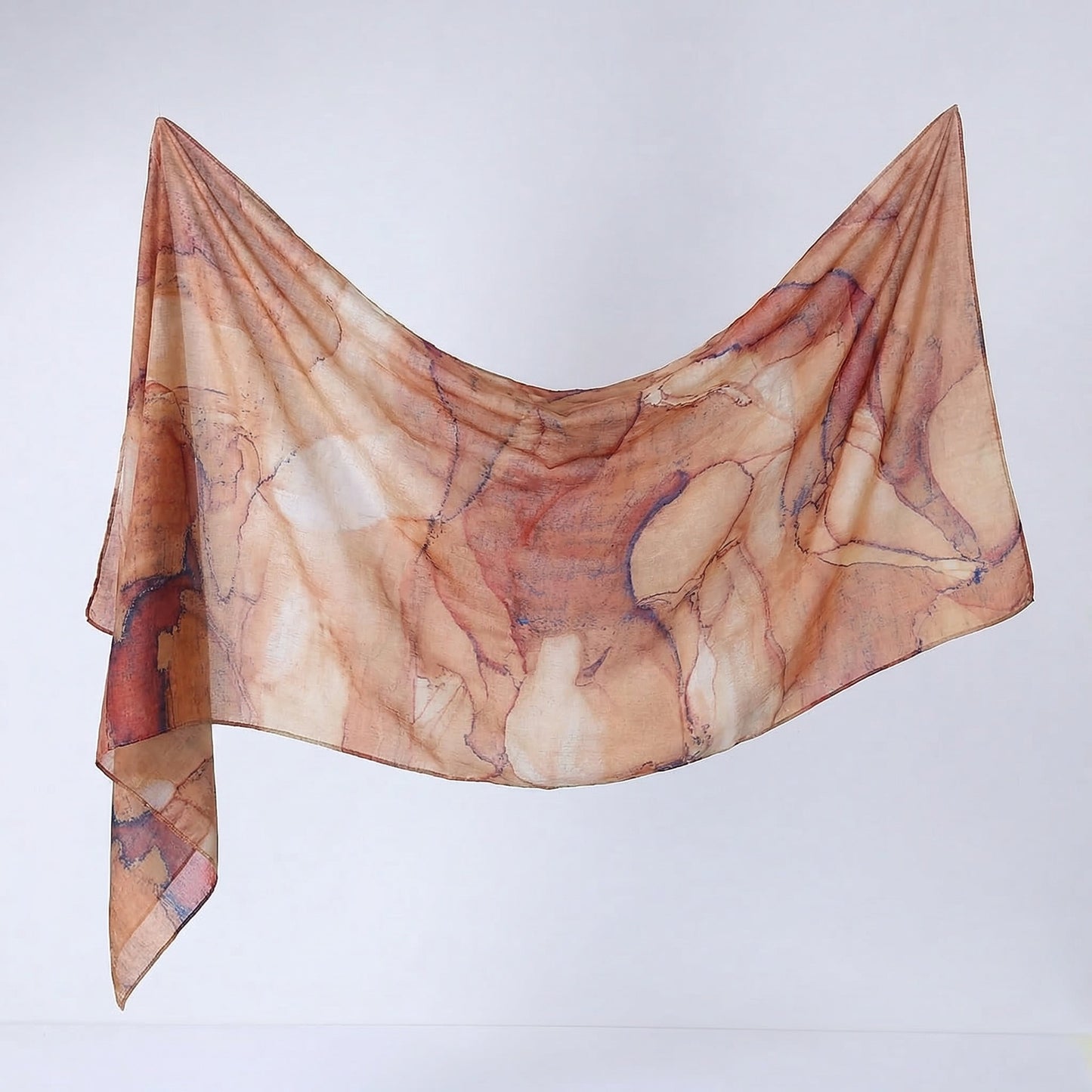 Cross-border silk scarf long strip scarf for women, watercolor breathable sun-protection shawl, summer thin Malaysian headscarf