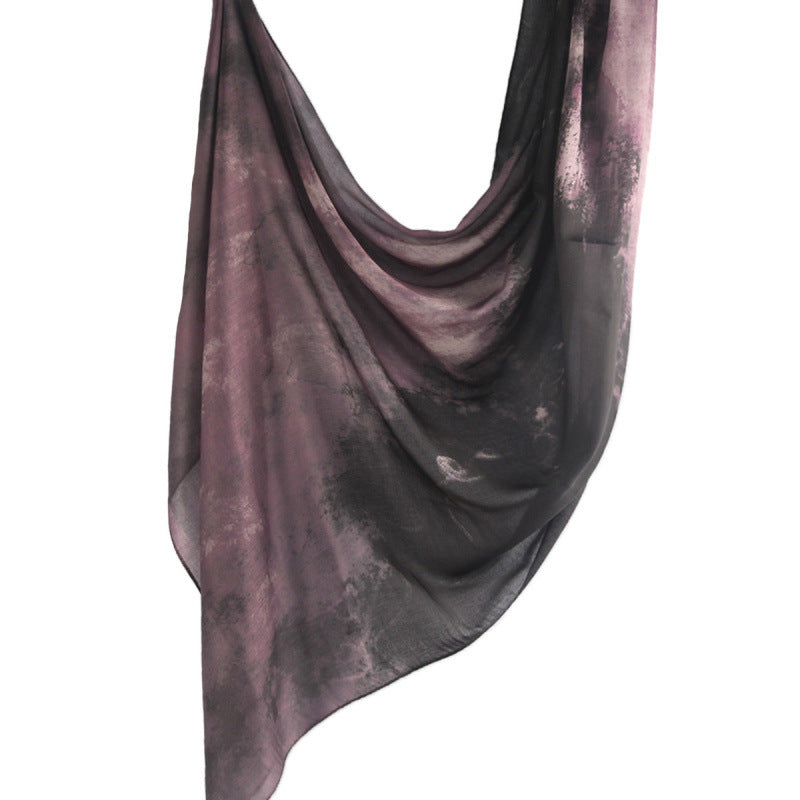 Cross-border hot selling watercolor painting series modal cotton shawl satin print scarf ethnic headscarf women's scarf