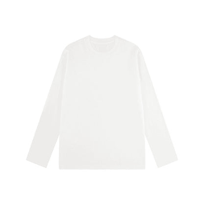 300g cotton long sleeve heavy crew neck solid color T-shirt women's loose versatile base shirt couple men's and women's style