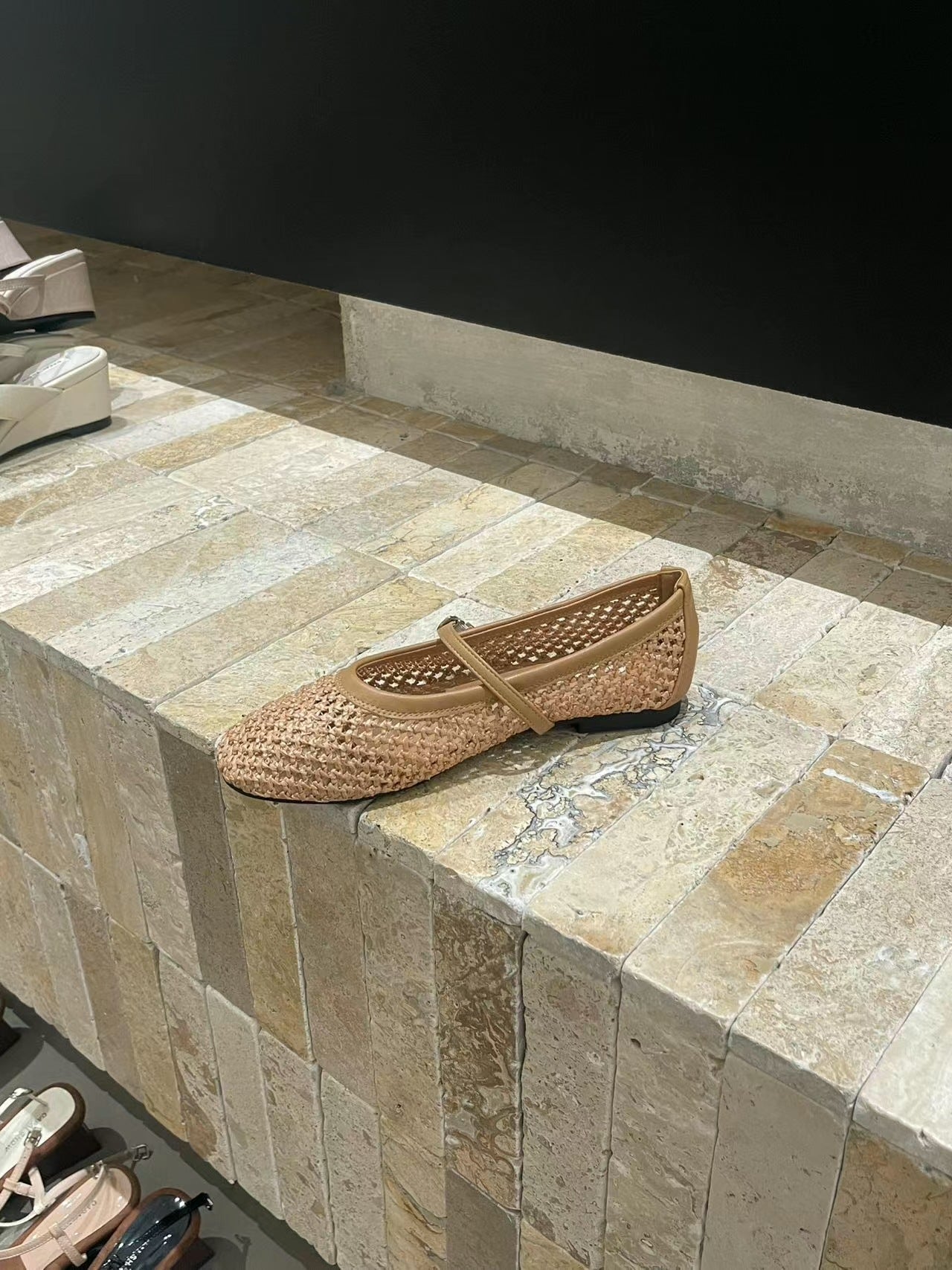 Summer 2025 New Round Toe French Flat Mary Jane Shoes Woven Vintage Single Shallow One Strap Single Shoe