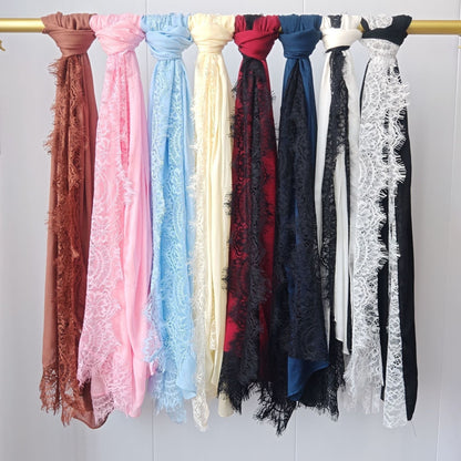 Modal cotton lace hijab