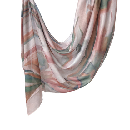 [Polyester Cotton Printing] cross-border hot selling watercolor series printed scarf double-sided penetration soft surrounding tie-dye east end