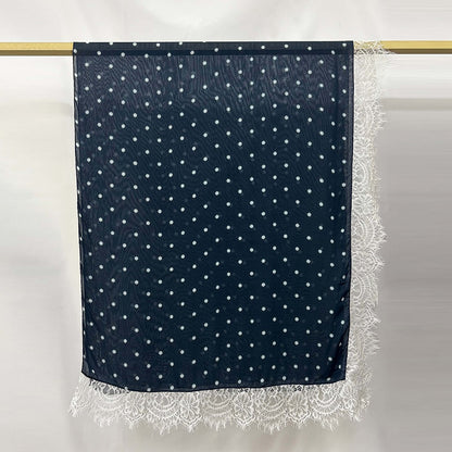 Modal polka dot print lace hijab