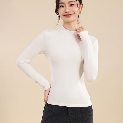 25 years early autumn new cotton thread semi-turtleneck knitted sweater long sleeve women's solid color slim slimming pullover base shirt top
