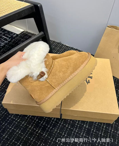 UG home Sampo Tast snow boots women's fur integrated star flip flops warm slip-on shoes thick-soled non-slip cotton shoes women's boots