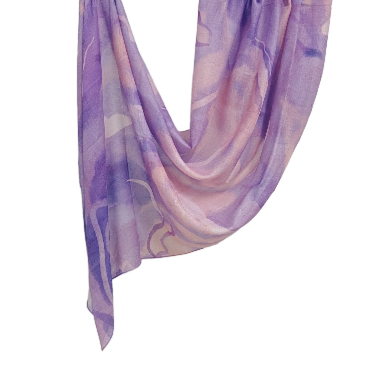 [Polyester Cotton Printing] cross-border hot selling watercolor series printed scarf double-sided penetration soft surrounding tie-dye east end