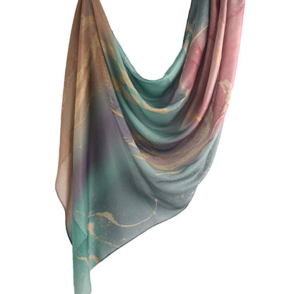 Cross-border hot selling watercolor painting series modal cotton shawl satin print scarf ethnic headscarf women's scarf