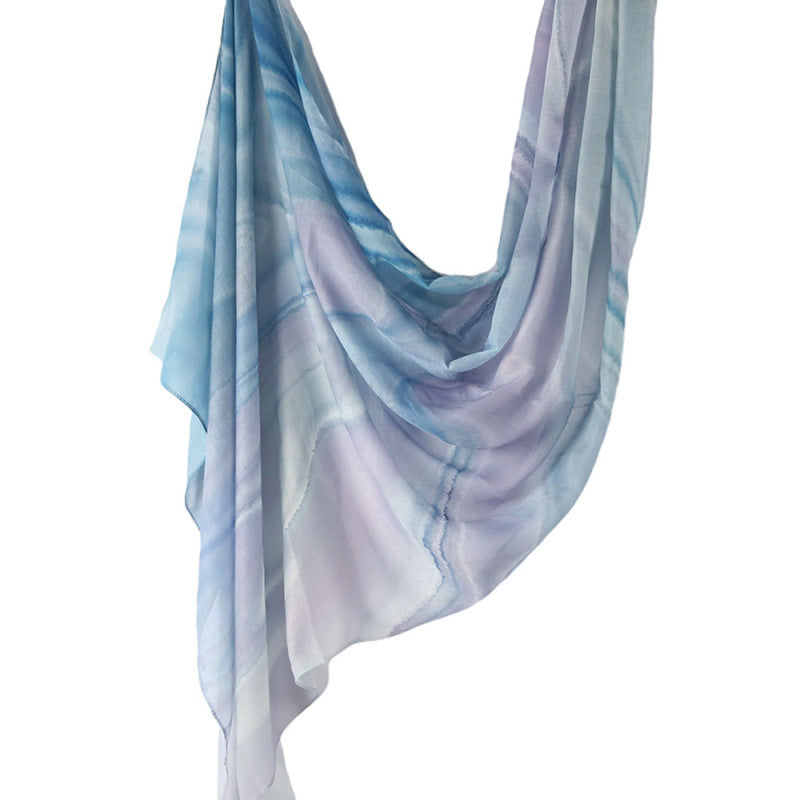 Cross-border hot selling watercolor painting series modal cotton shawl satin print scarf ethnic headscarf women's scarf